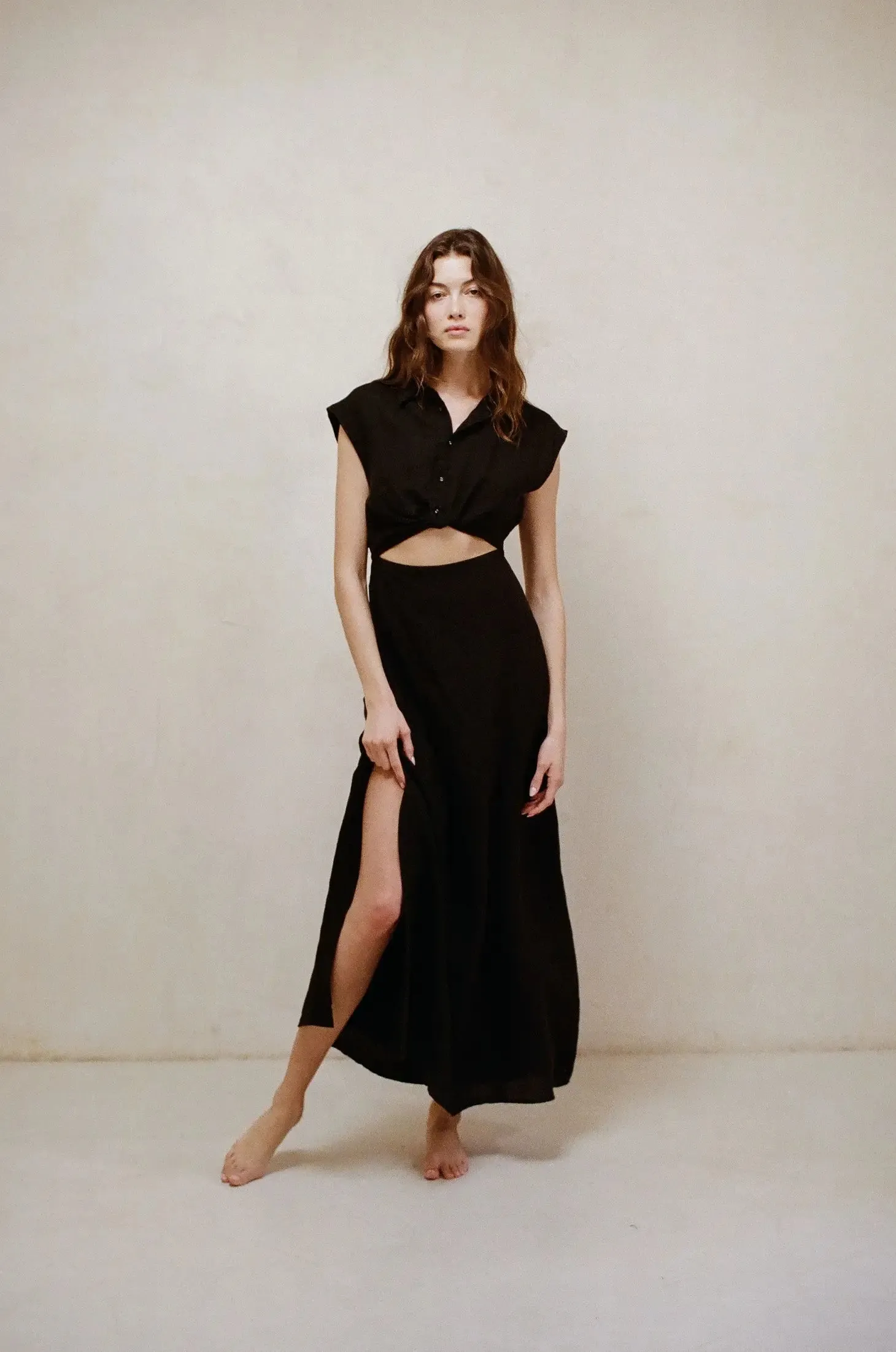 The All You Need Linen Maxi Dress - Black