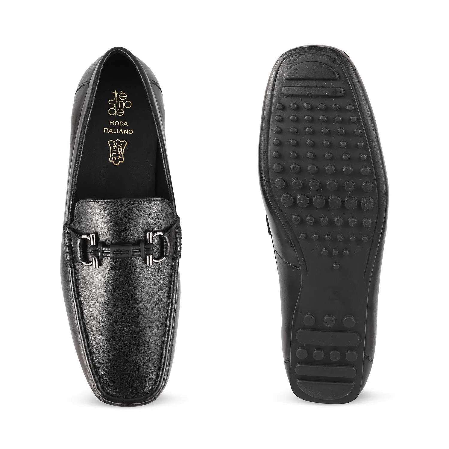 The Proter Black Men's Leather Driving Loafers Tresmode