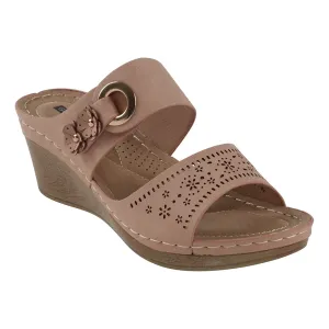 Theresa Blush Wedge Sandals