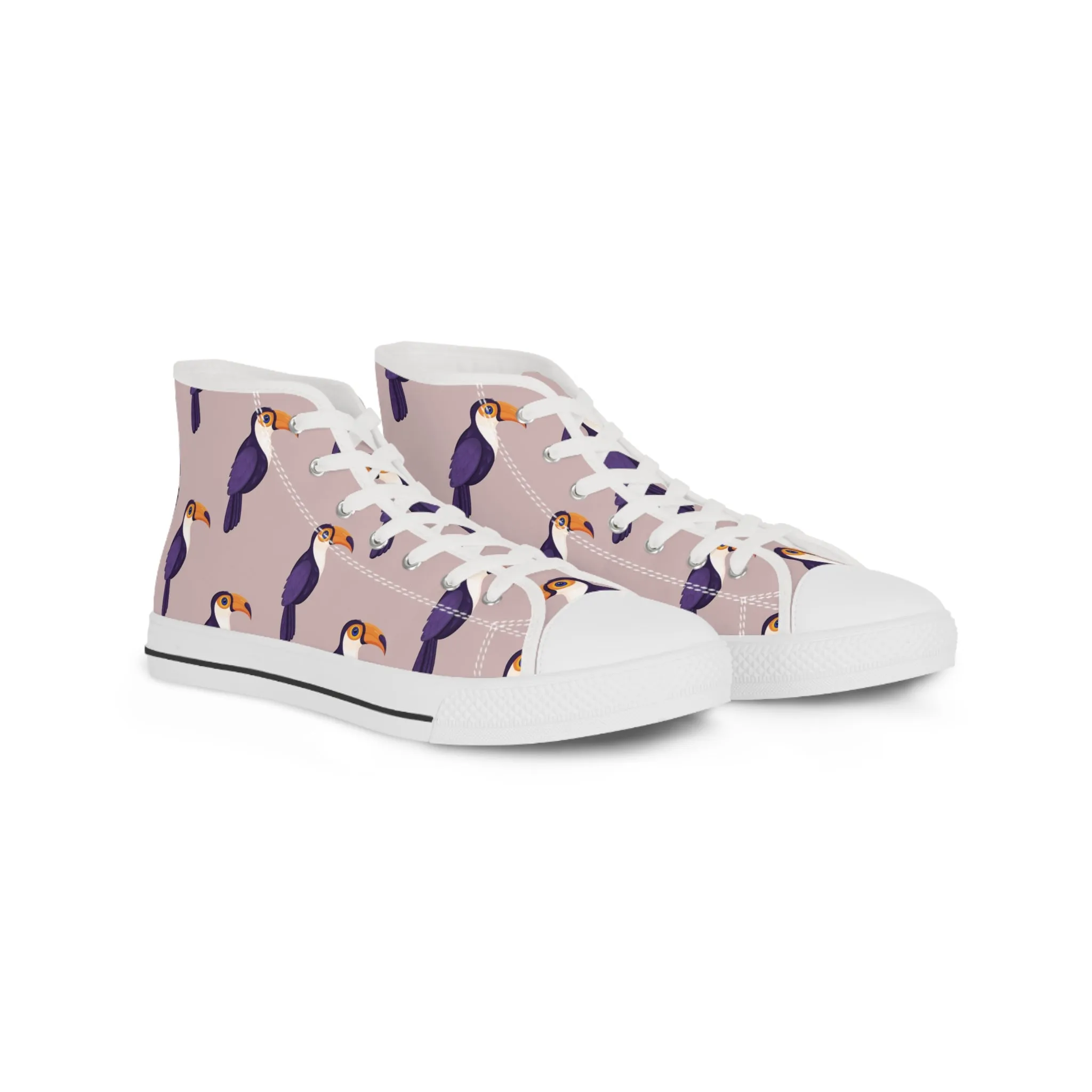 Toucan and Pink Background Men's High Top Sneakers