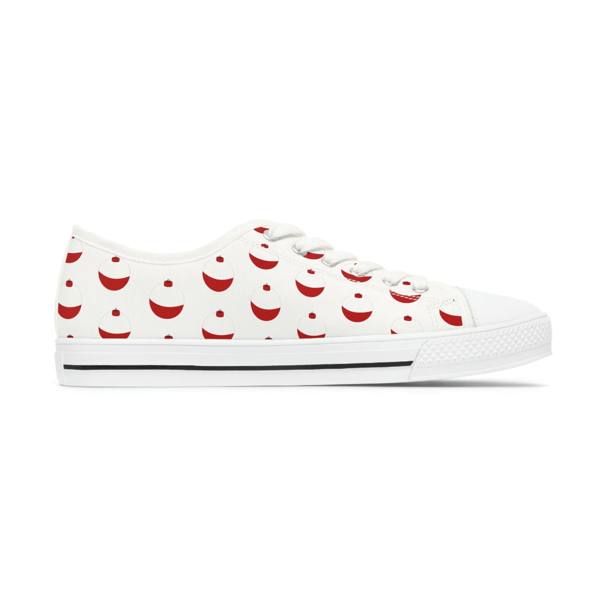 Traditional Red & White Bobber - Fishing - Women's Low Top Sneakers