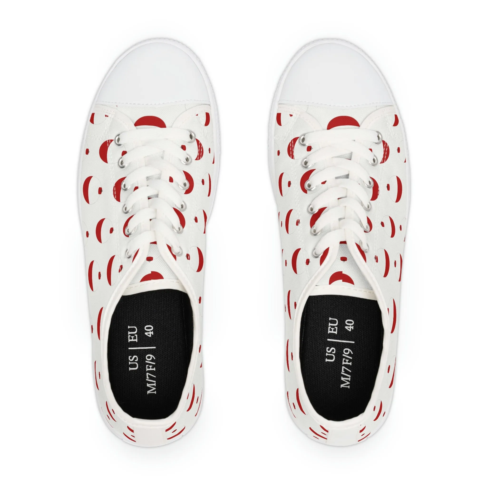 Traditional Red & White Bobber - Fishing - Women's Low Top Sneakers