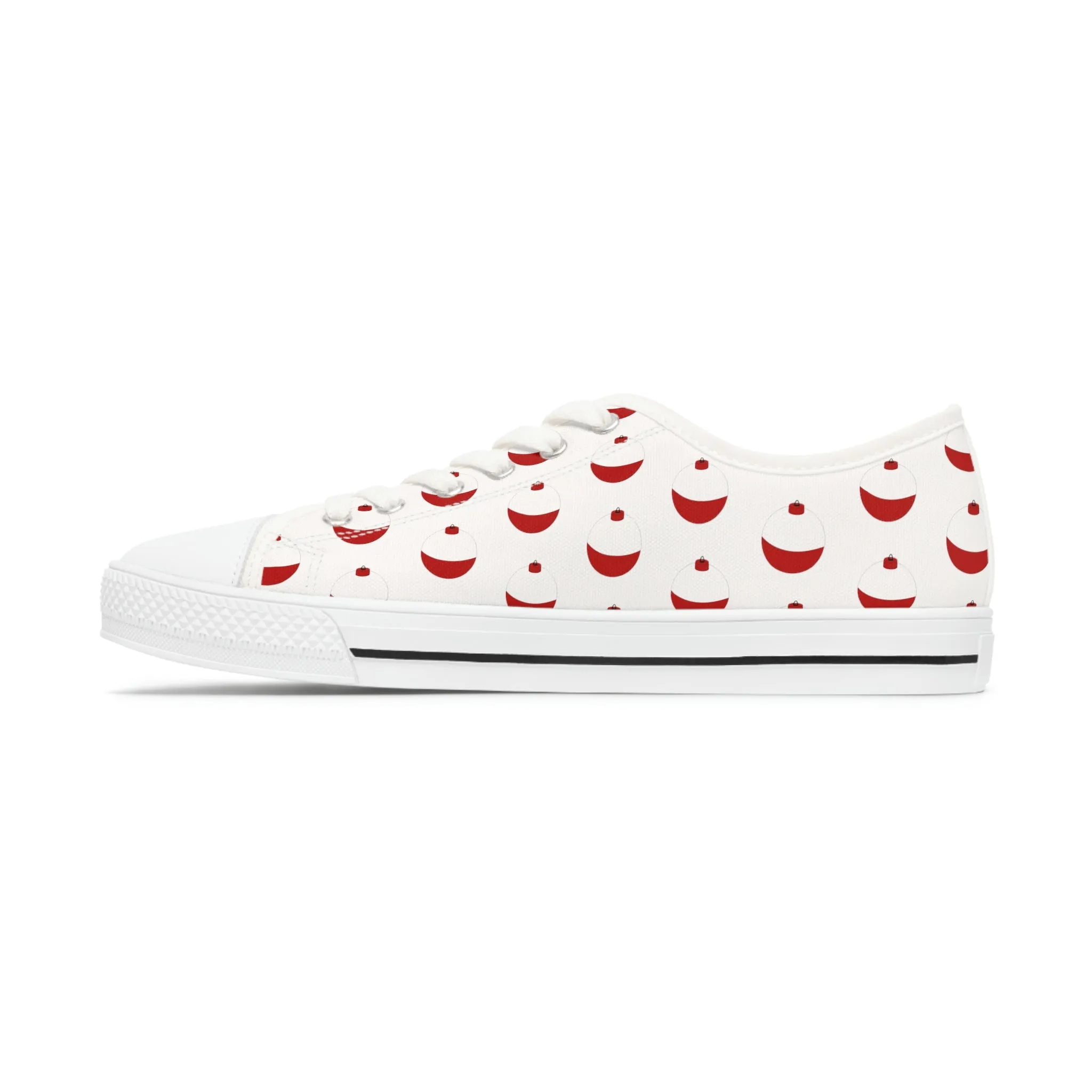 Traditional Red & White Bobber - Fishing - Women's Low Top Sneakers