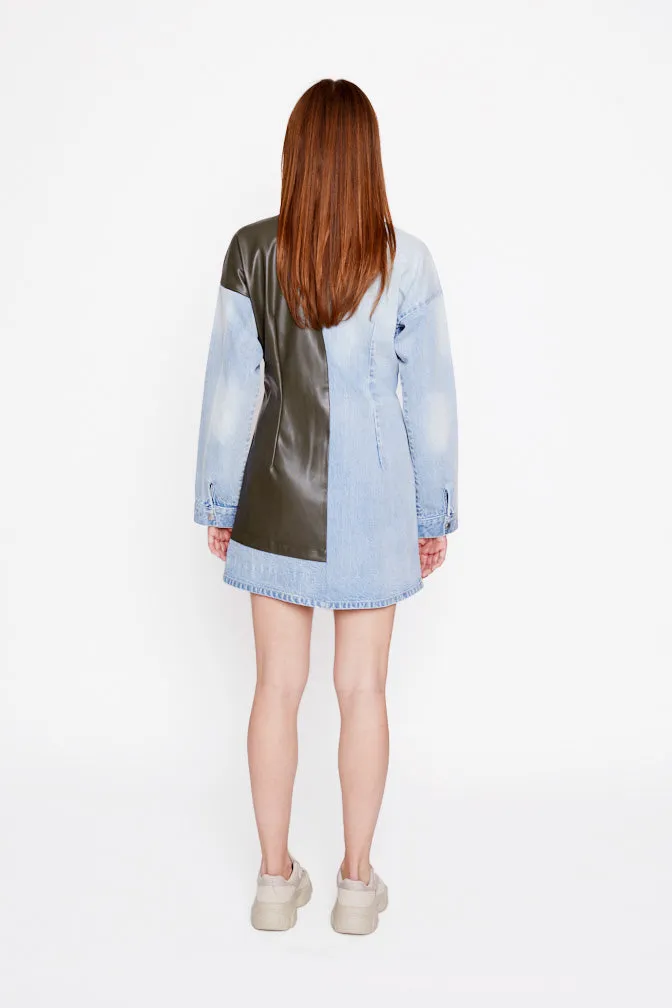 Unreal Leather & Denim Shirt Dress