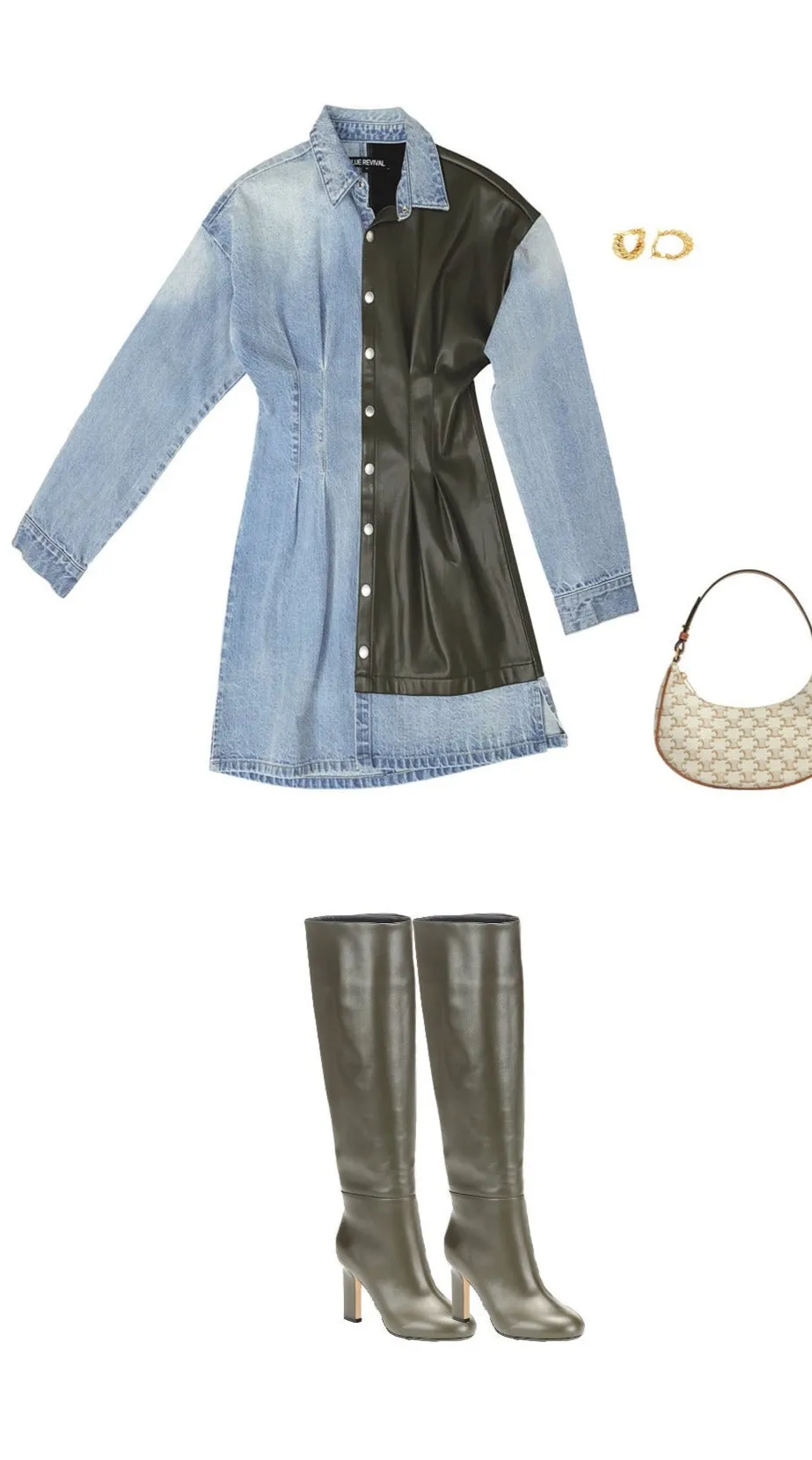 Unreal Leather & Denim Shirt Dress