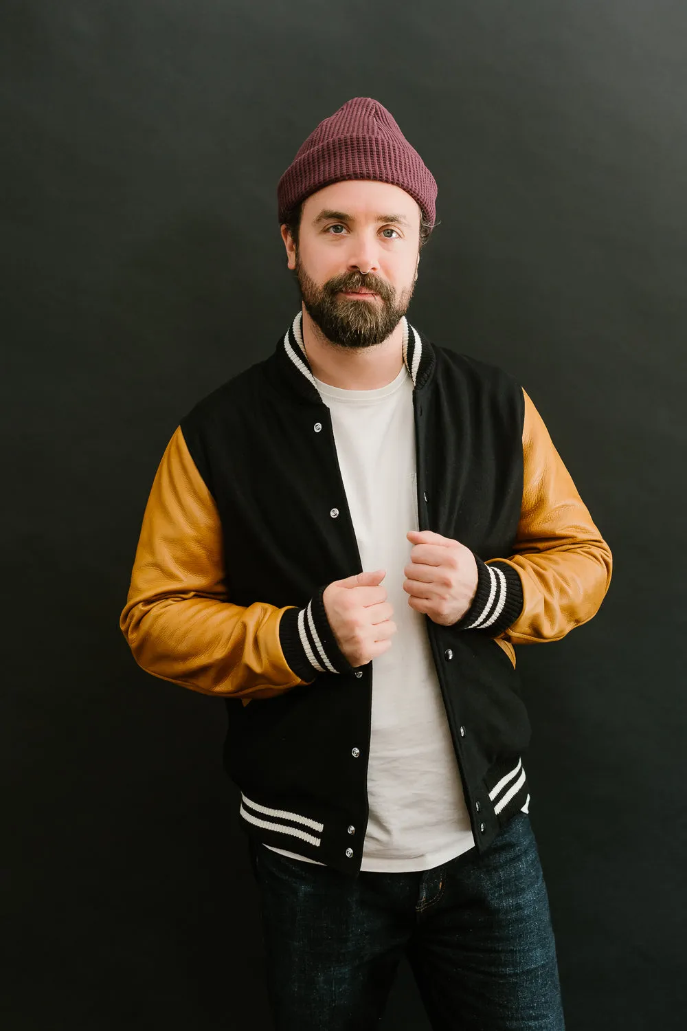 Varsity Jacket - Black, Rust