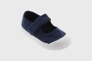 Victoria Kids 1915 Canvas Strap Mary-Jane With Toecap- Marino / Navy Blue - Select Size