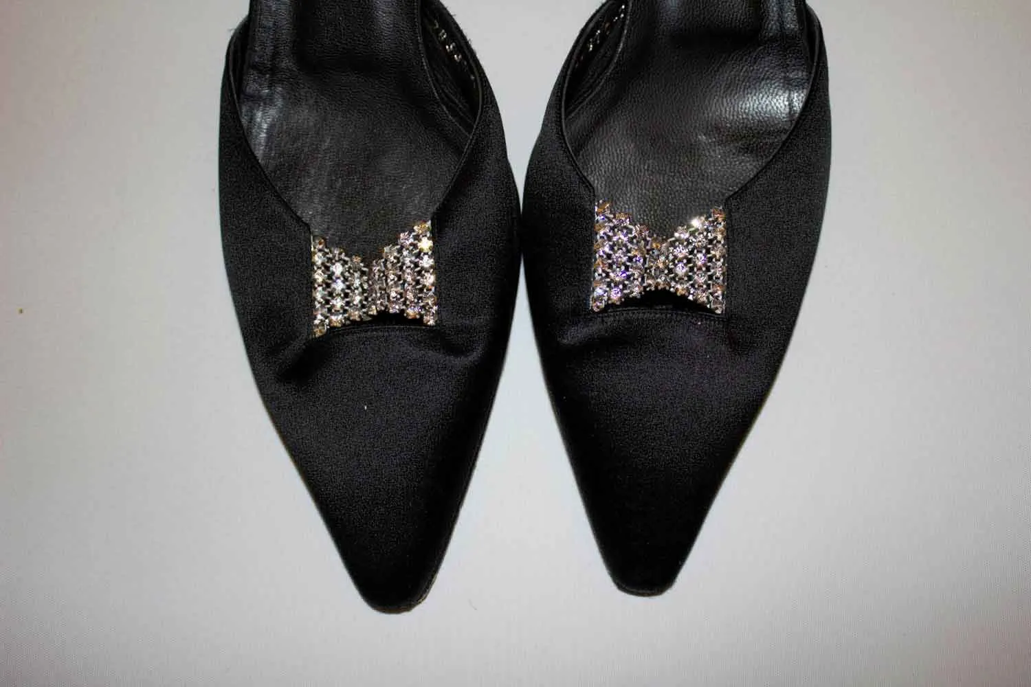 Vintage Gina Black Satin Mules