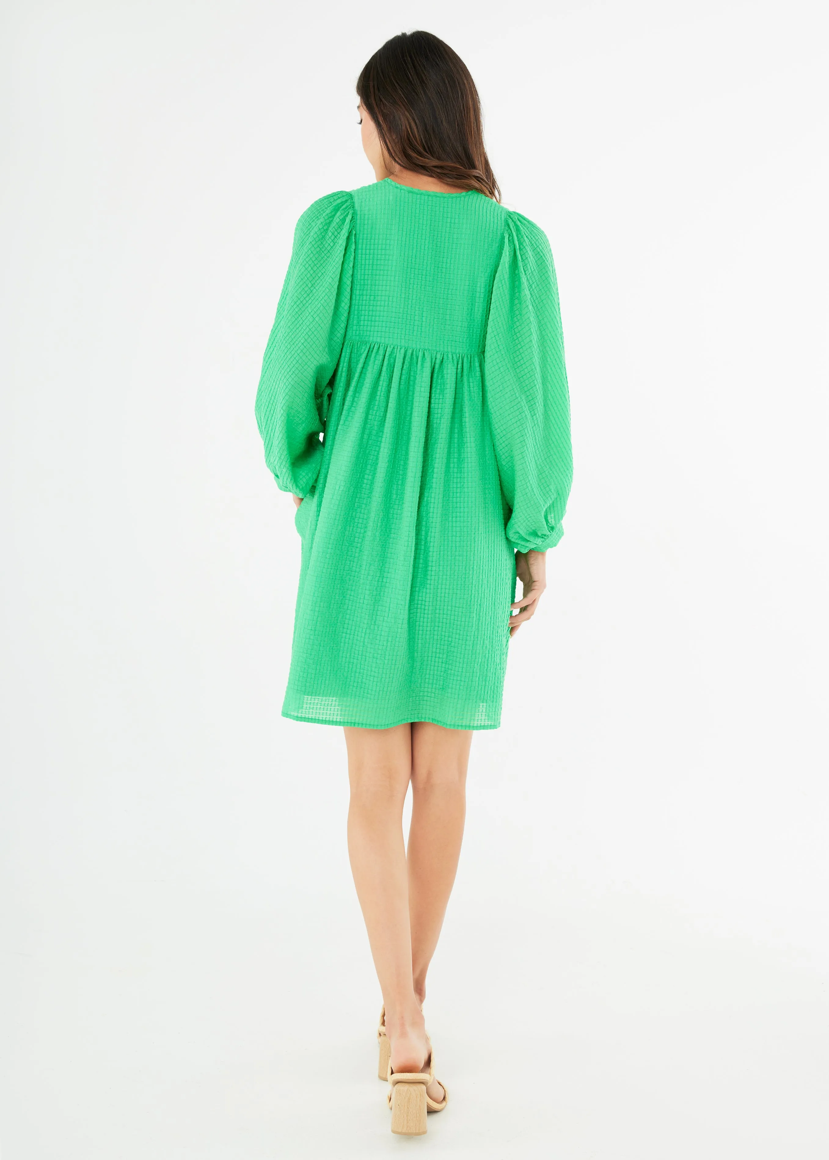 Violet Dress Kelly Green Gridded Voile