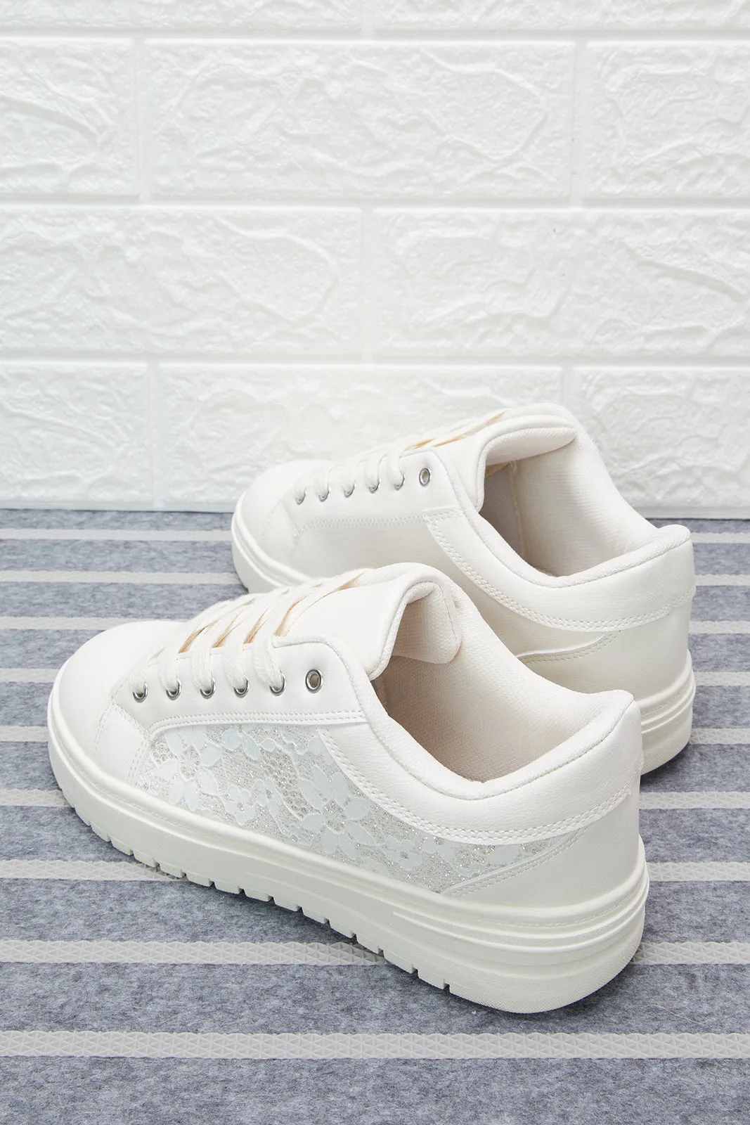 White Lace Detail Sneaker