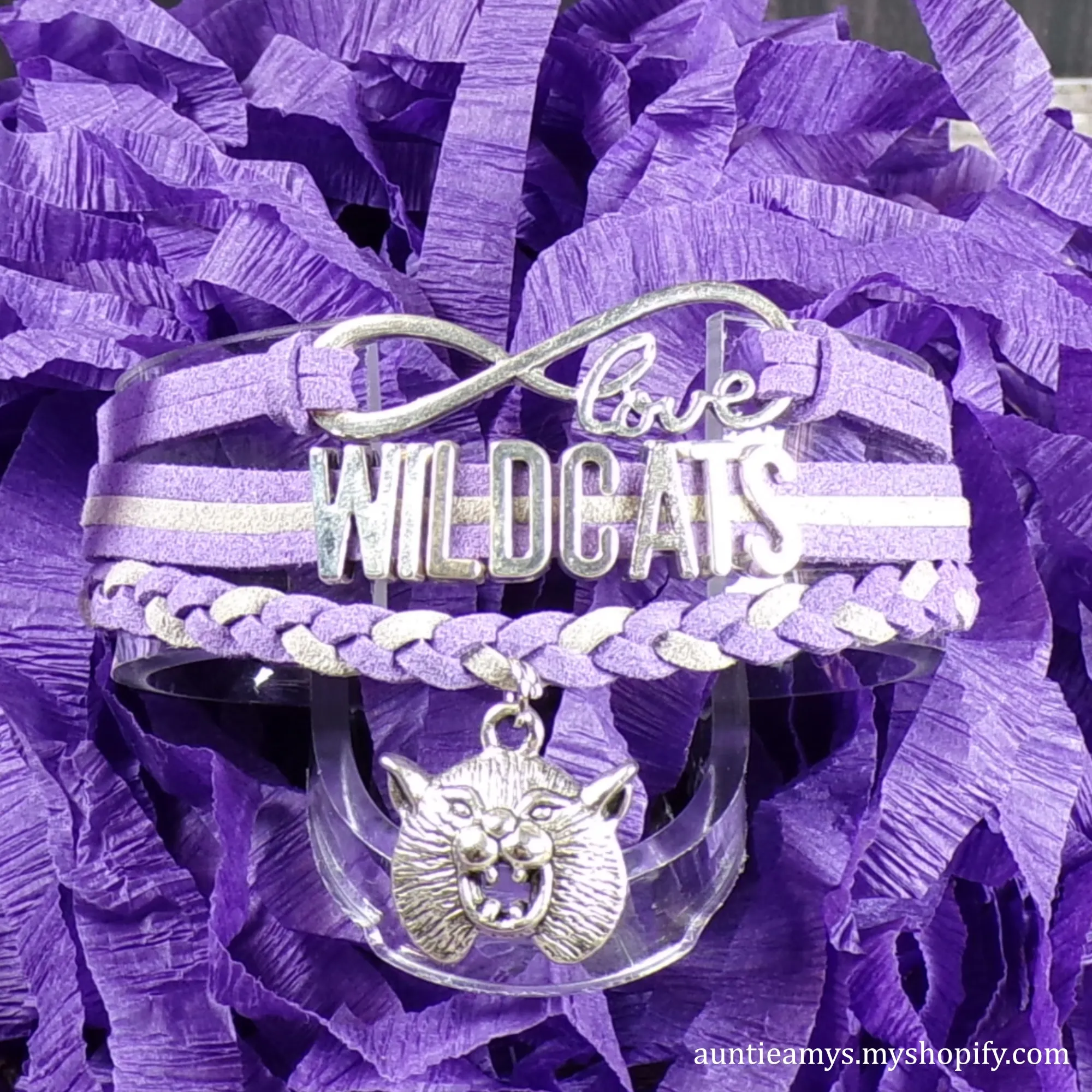 Wildcats Braided Charm Bracelet - K State Vintage