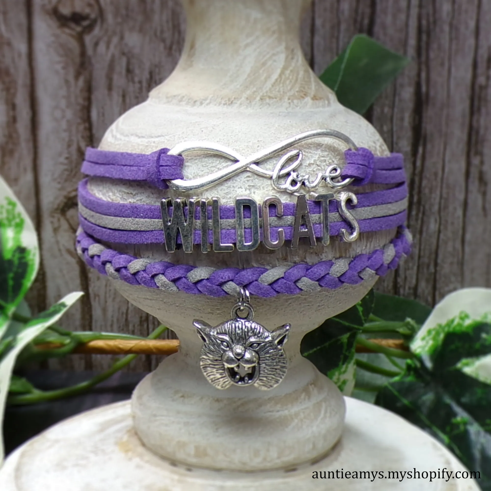 Wildcats Braided Charm Bracelet - K State Vintage