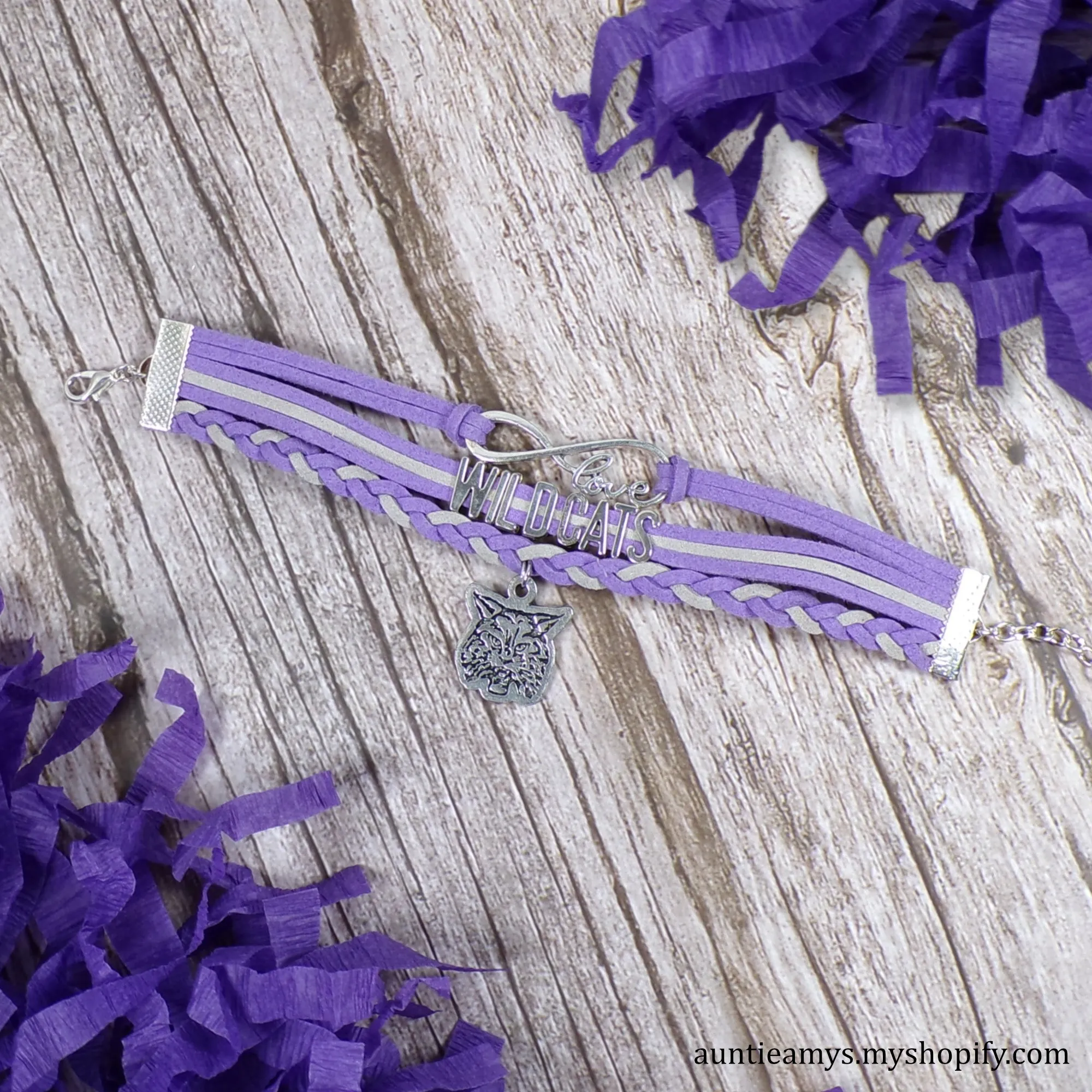 Wildcats Braided Charm Bracelet - K State