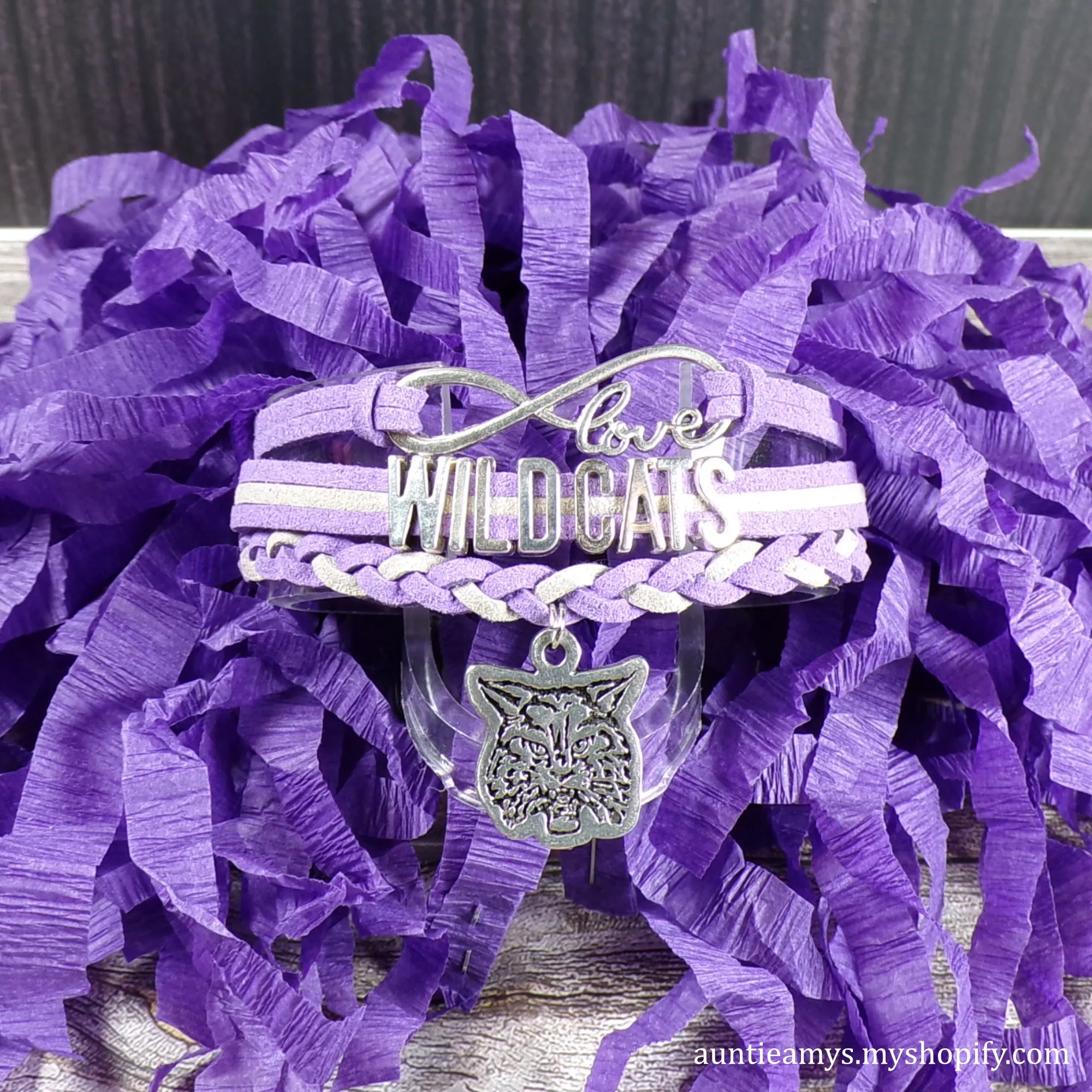 Wildcats Braided Charm Bracelet - K State