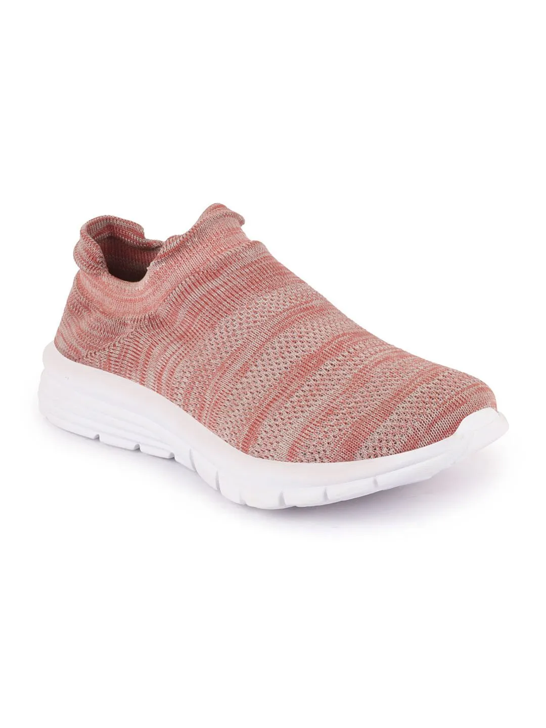 Women Light Pink Knitted Sports Walking Shoes