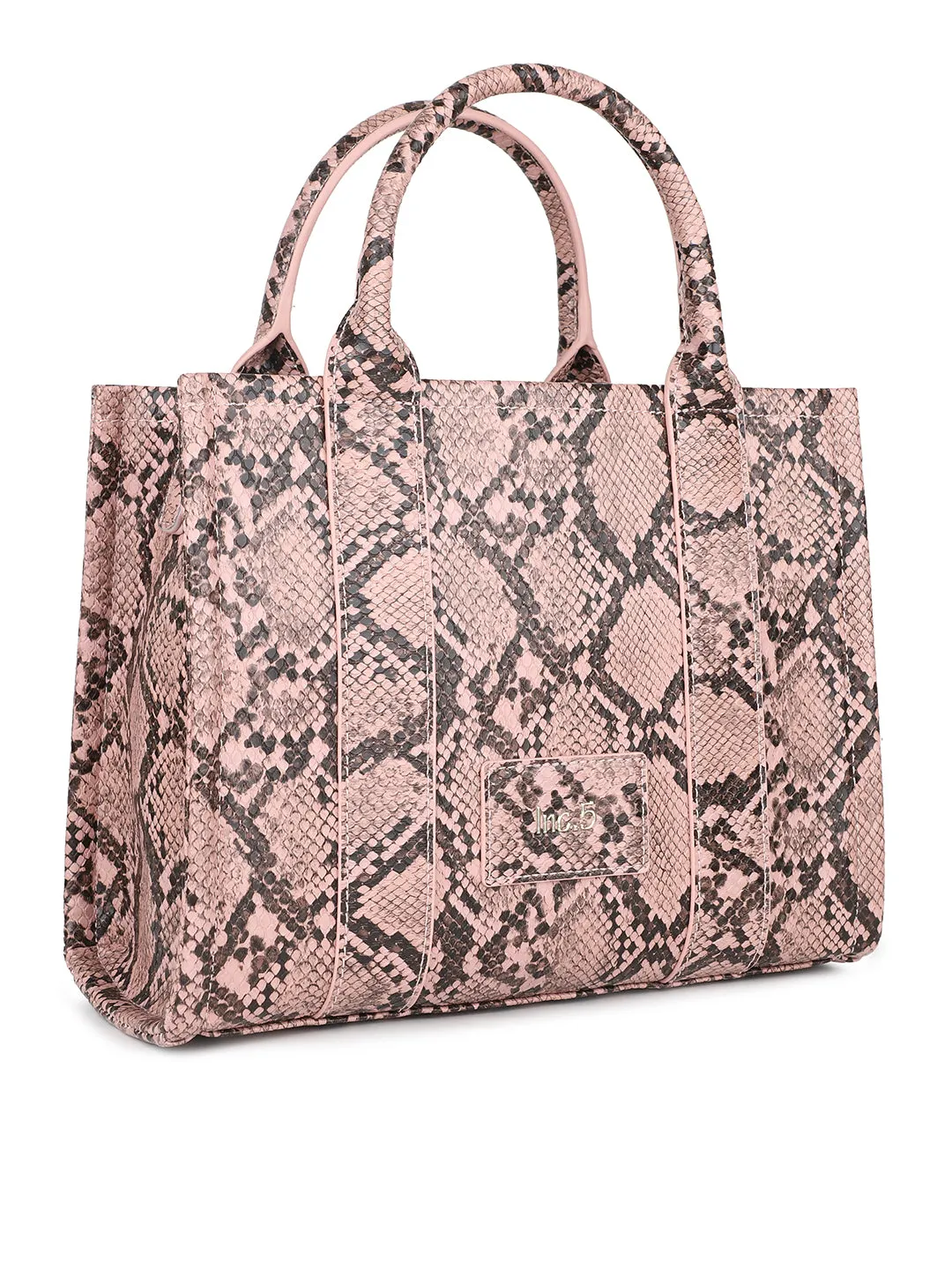 Women Pink Snake Skin Print Shoulder Bag