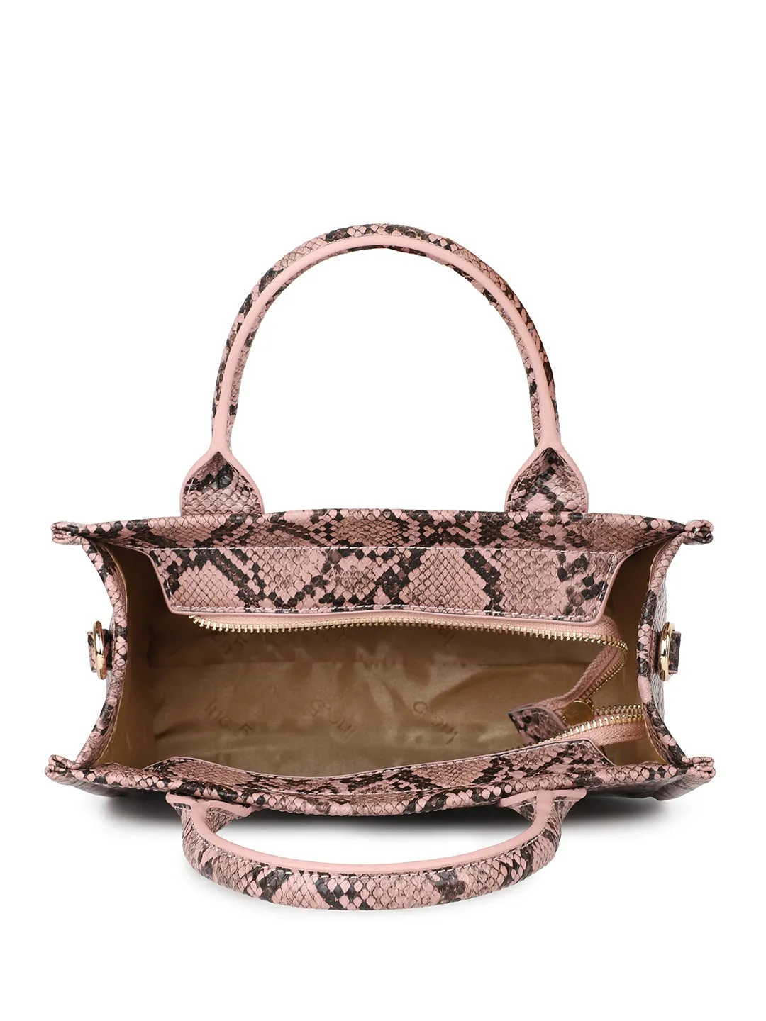 Women Pink Snake Skin Print Shoulder Bag