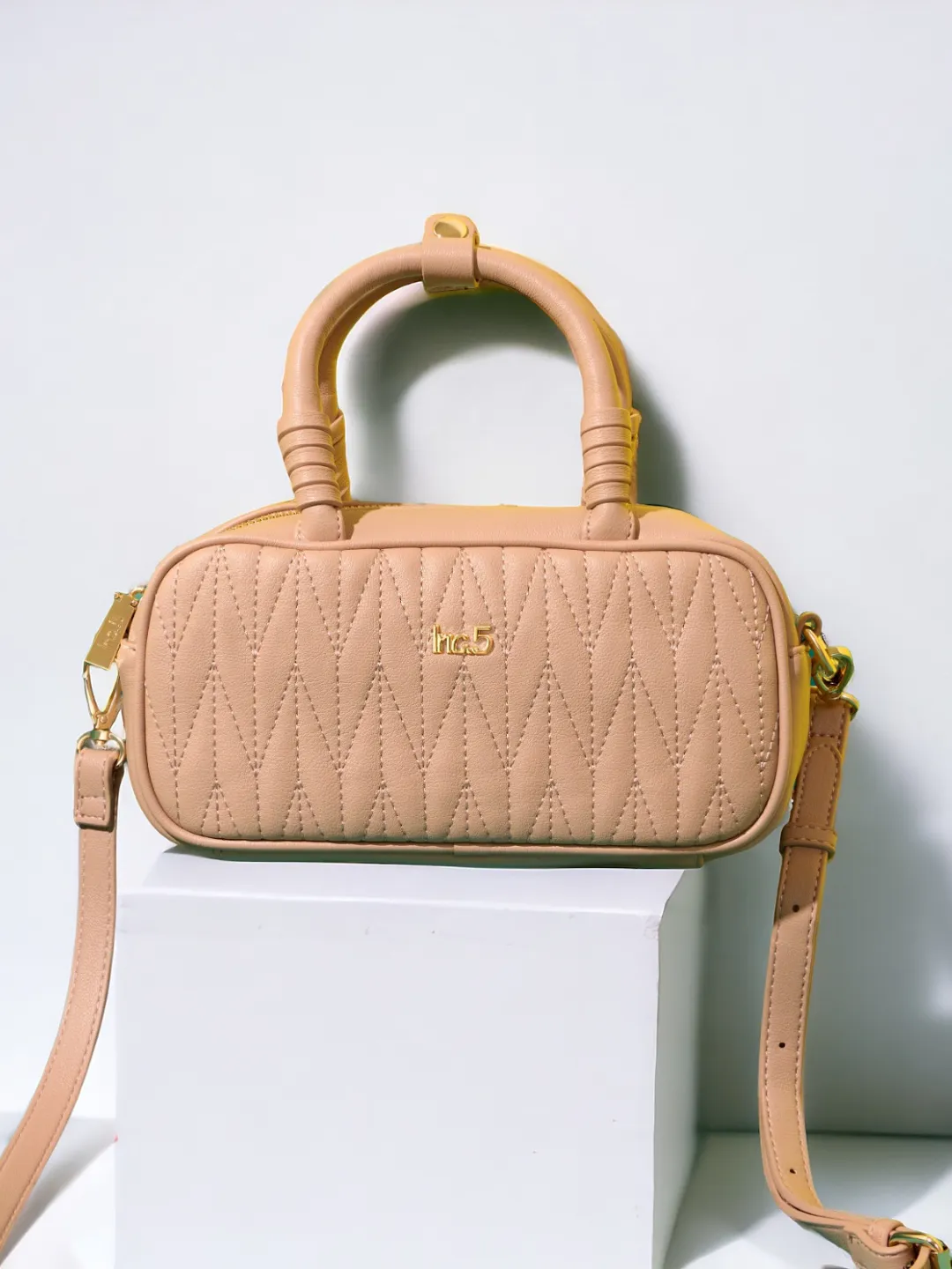 Women Pink Solid Quilted Structured Mini Sling Bag