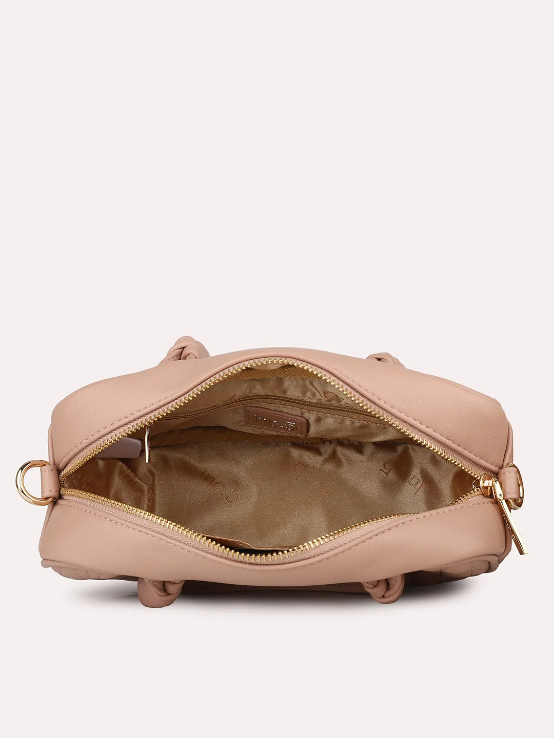 Women Pink Solid Quilted Structured Mini Sling Bag