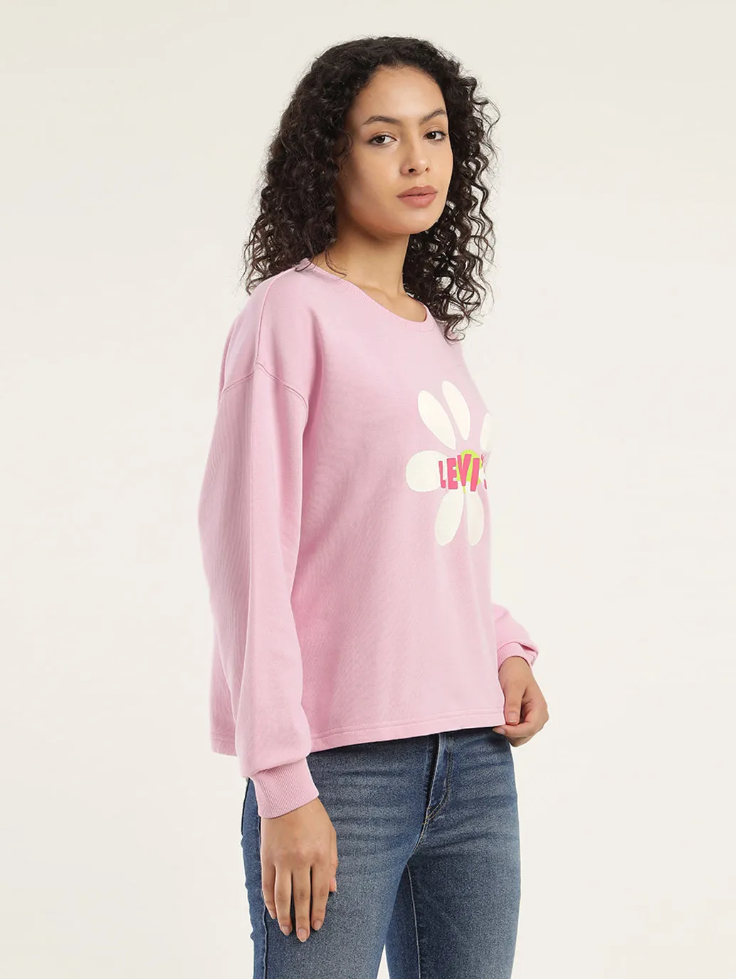 Women's Solid Lilac Crew Neck Sweatshirt