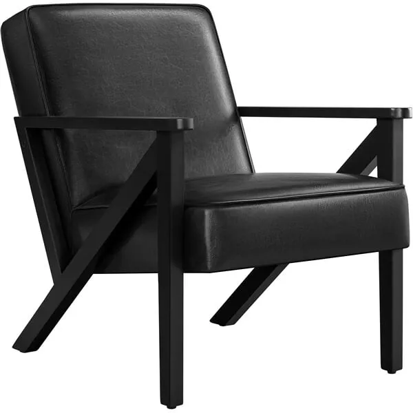 Yaheetech Faux Leather Armchair with Z-shaped Wood Legs