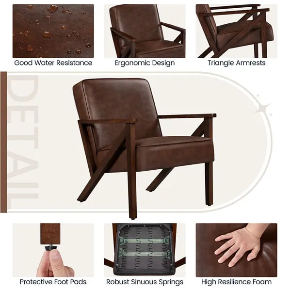 Yaheetech Faux Leather Armchair with Z-shaped Wood Legs