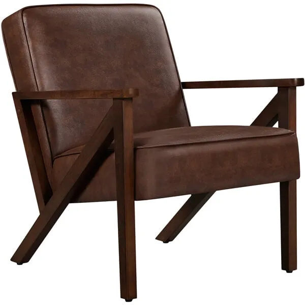 Yaheetech Faux Leather Armchair with Z-shaped Wood Legs