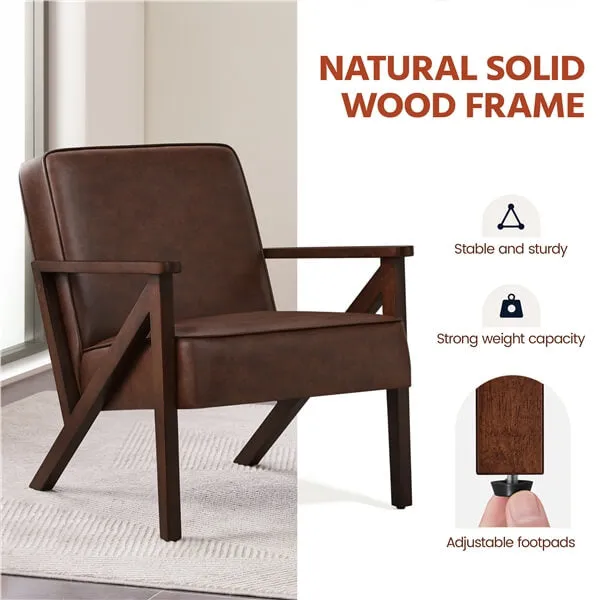 Yaheetech Faux Leather Armchair with Z-shaped Wood Legs