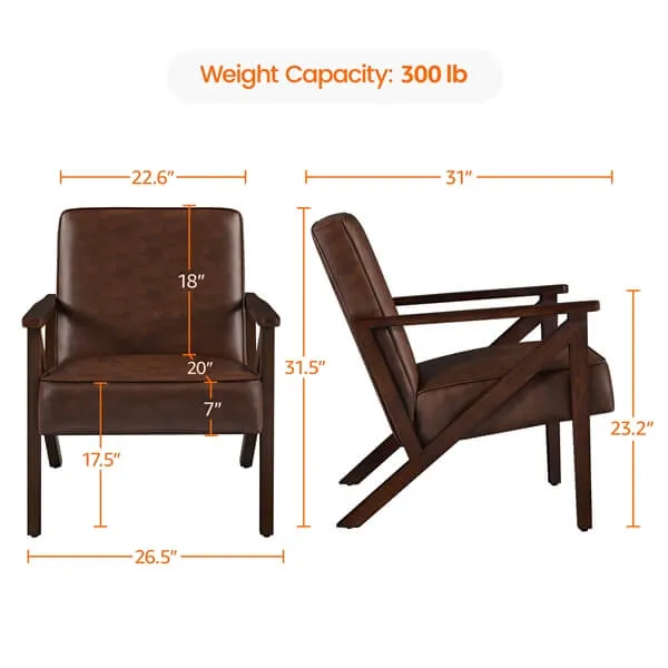 Yaheetech Faux Leather Armchair with Z-shaped Wood Legs